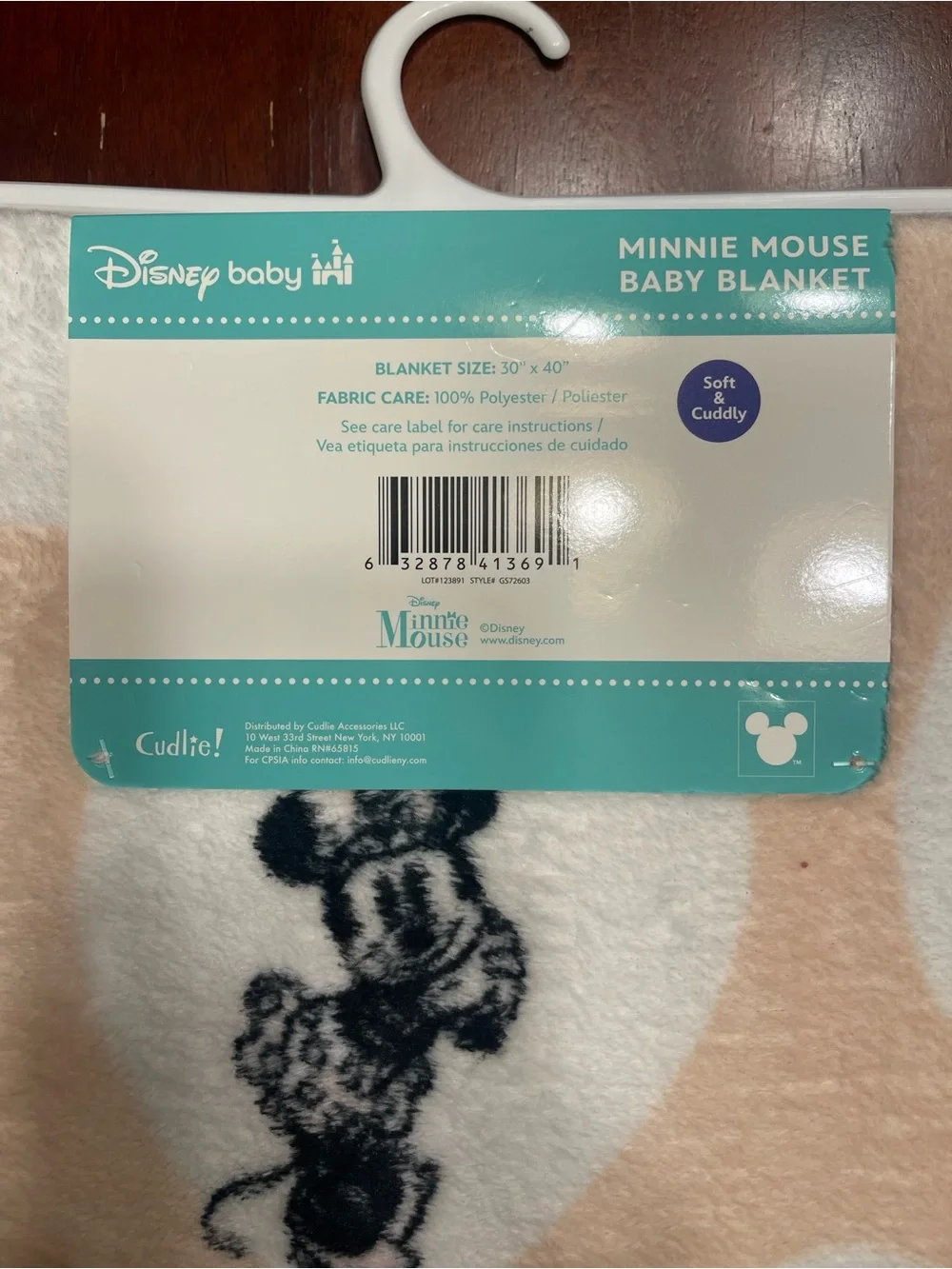 Disney Baby Minnie Mouse Peach, Pink & White Blanket with Pacifier Set